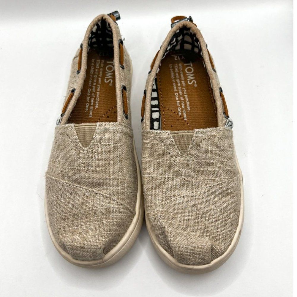 Toms Natural Burlap Bimini Shoes Size 12Y